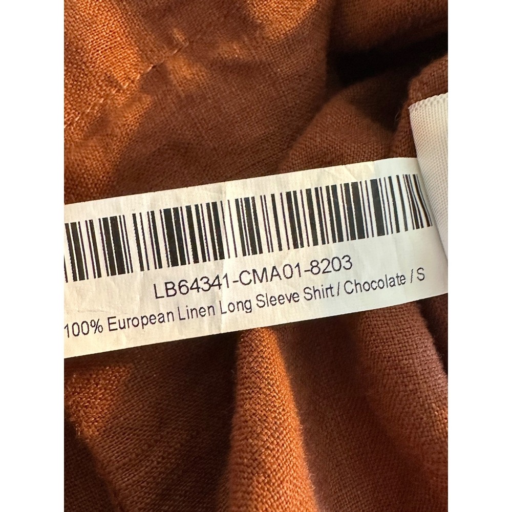 Quince European Linen Button Down Shirt Size S Chocolate Brown Long Sleeve - Picture 6 of 7